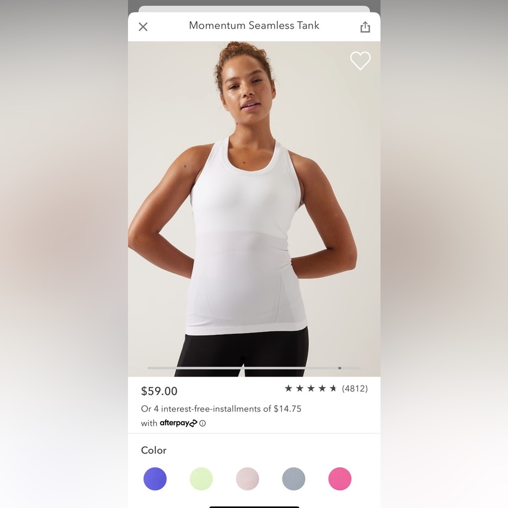 Athleta momentum tank, white, large